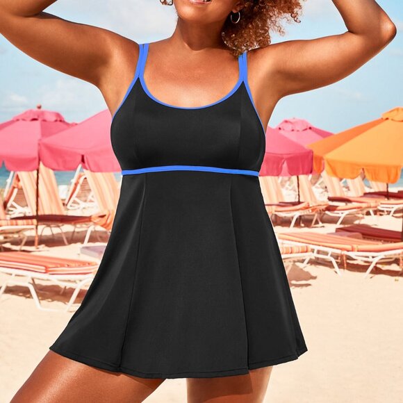 Swimsuits For All Black One Piece Lingerie Strap Swimdress size 16 - Picture 2 of 9